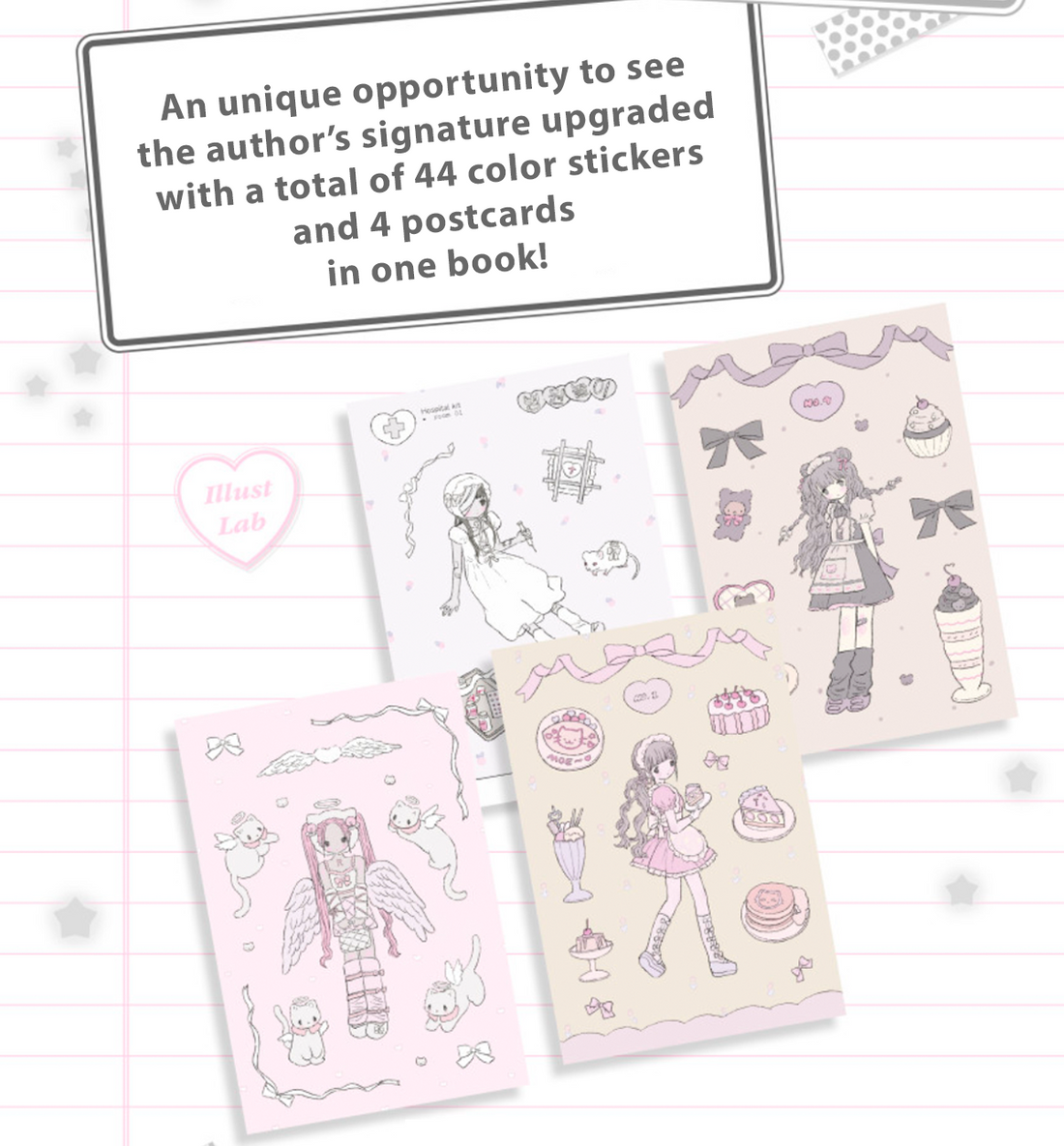 Milky Heart Sticker Illustration Book [Romance Horror Lab]- Renewal