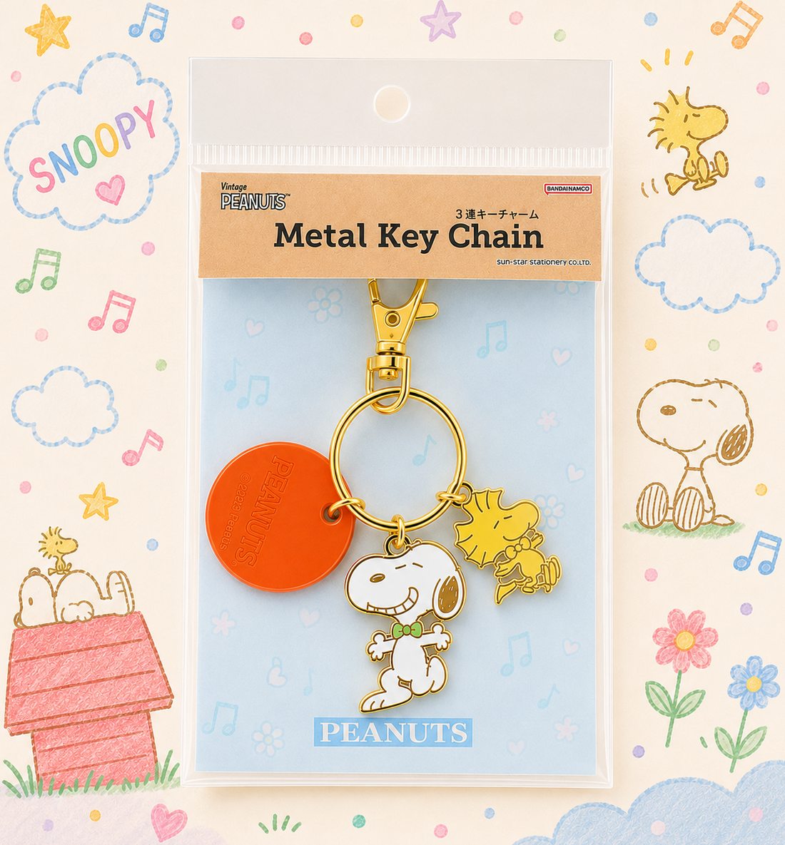 [JAPAN] Peanuts Snoopy Joe Cool 3-Piece Keyring [Orange]