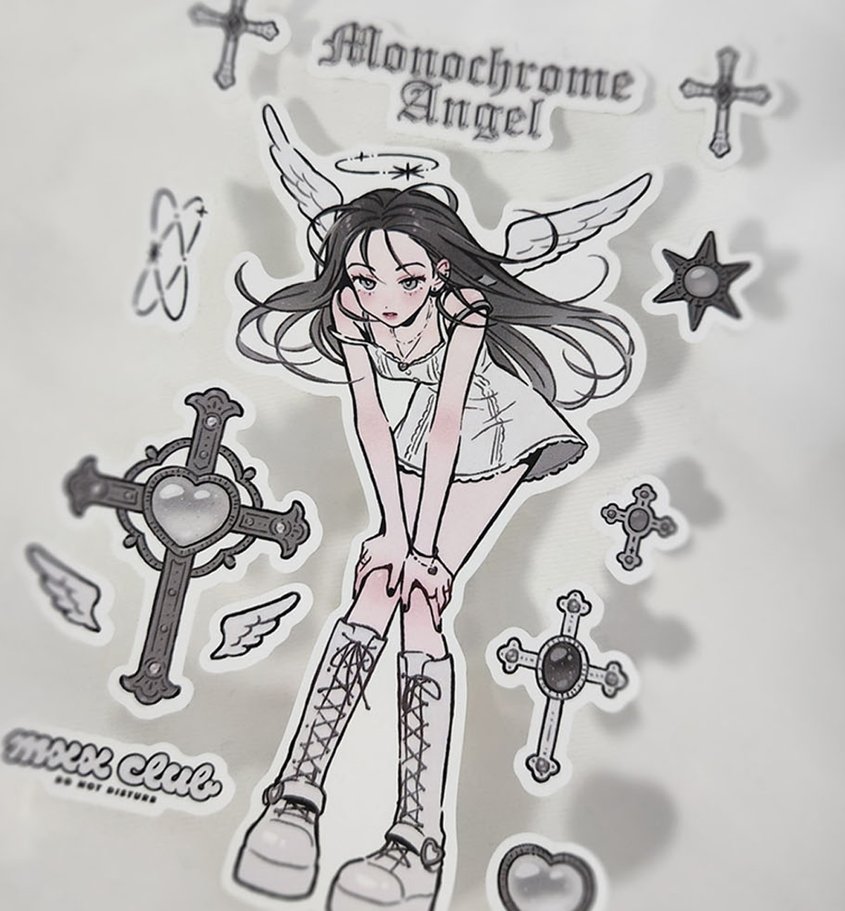 Angel Csm Sticker Monochrome Angel Sticker