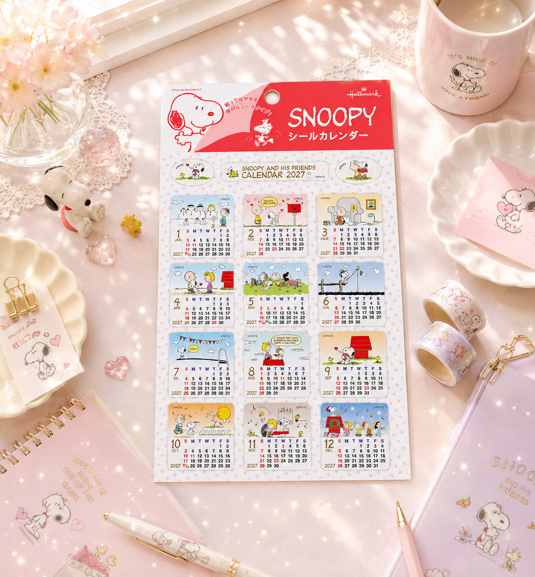 [JAPAN] 2027 Peanuts Snoopy Sticker Calendar