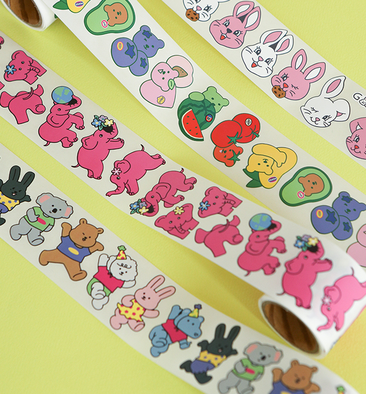 Animal Roll Sticker [Pink Elephant]