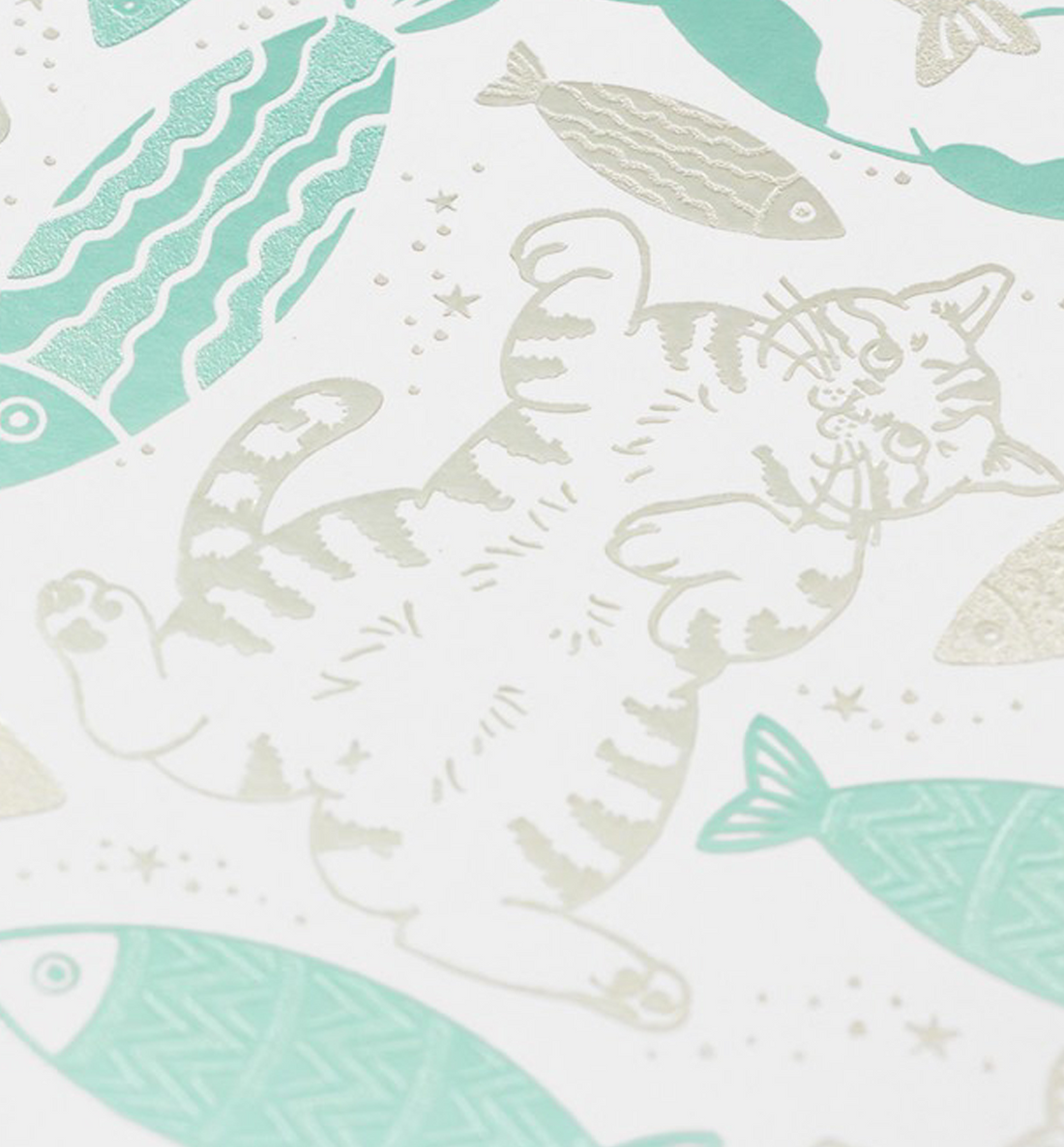[Japan] ROKKAKU × Cat Art Collection Foil Stamped B6 Ring Notebook [Fish Design]
