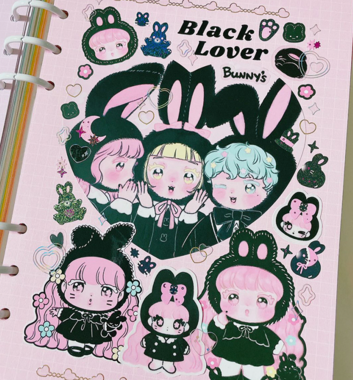 Dark Rabbit Stickers Black Bunny Sticker Pack