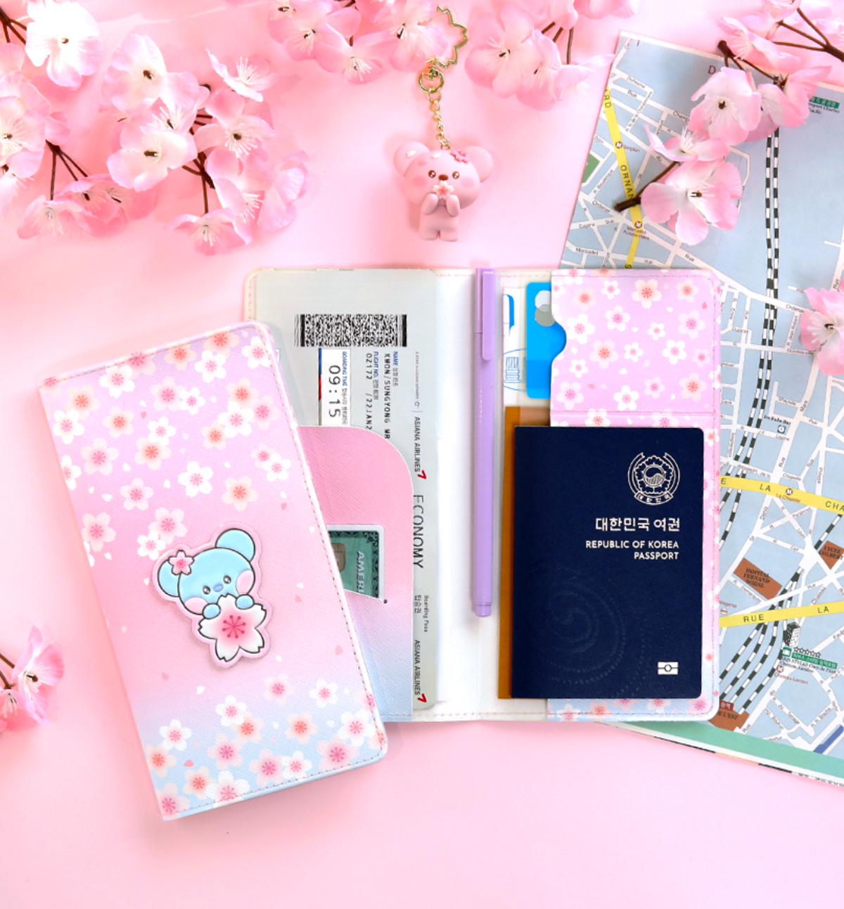BT21 Cherry Blossom Large Passport Cover [Cooky]
