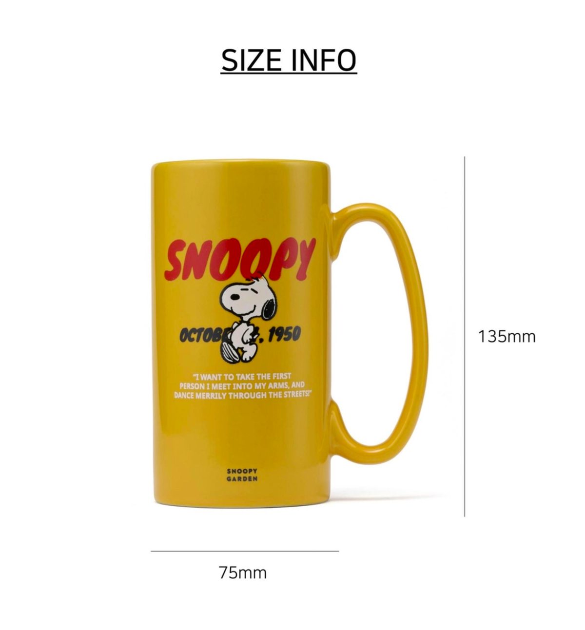 Peanuts Snoopy Colored Long Mug Cup