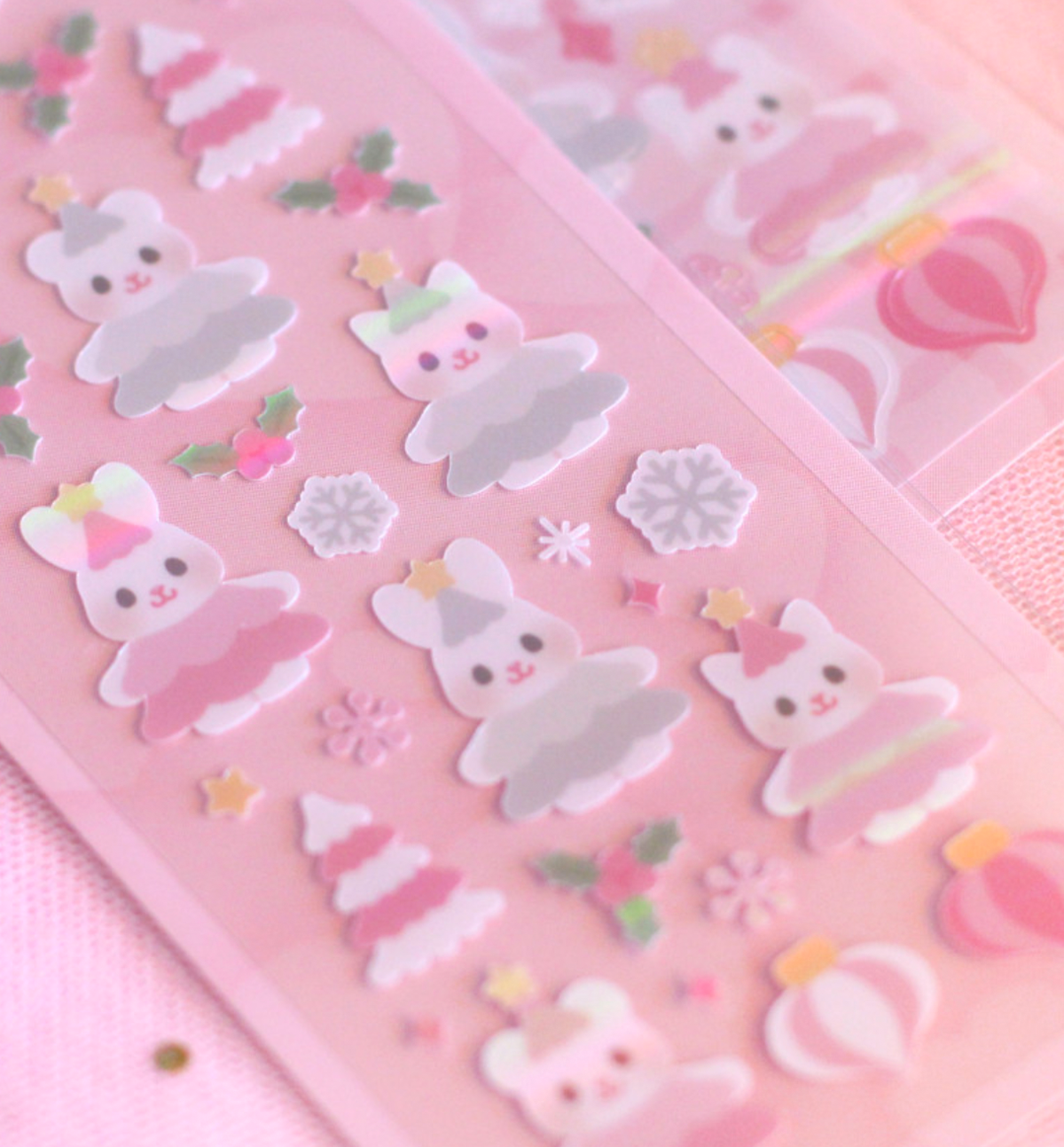 Pink Tree Bear Seal Sticker