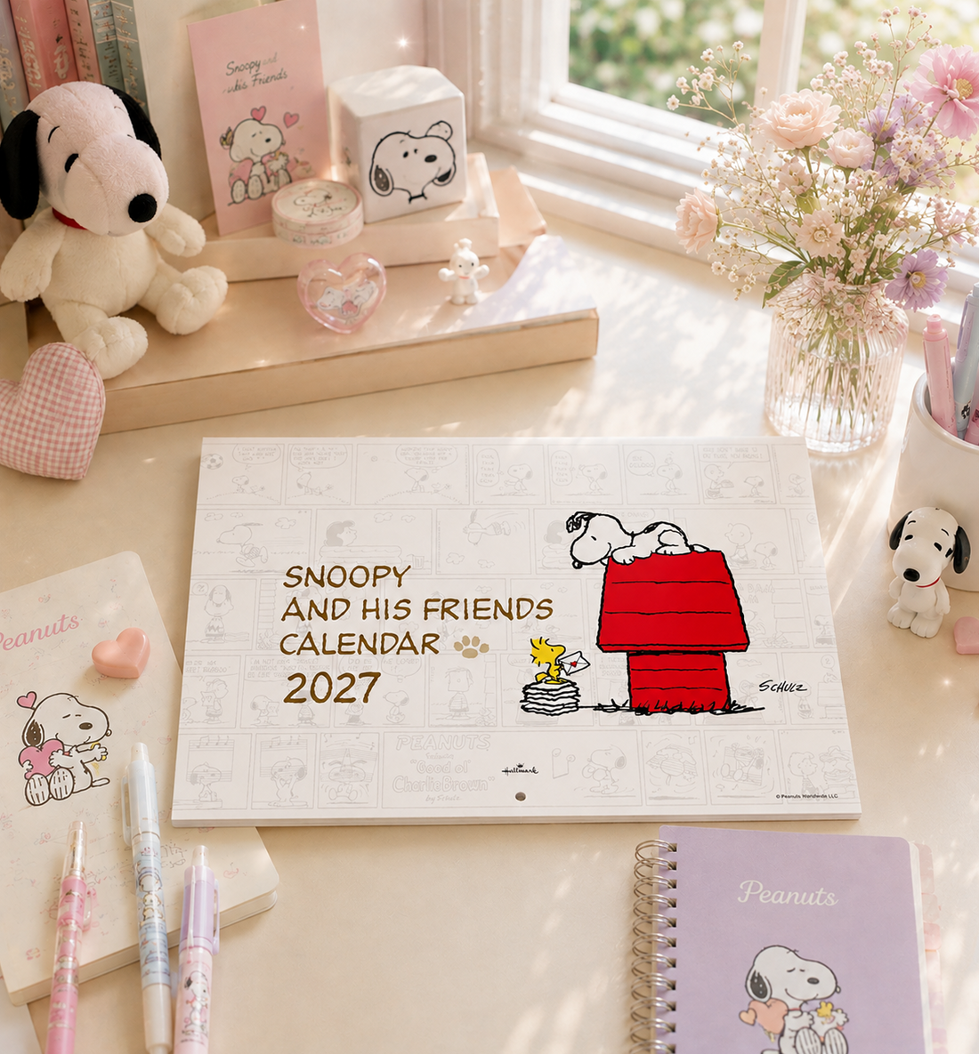 [JAPAN] 2027 Peanuts Snoopy Large Wall Calendar [Bi-Fold Design]