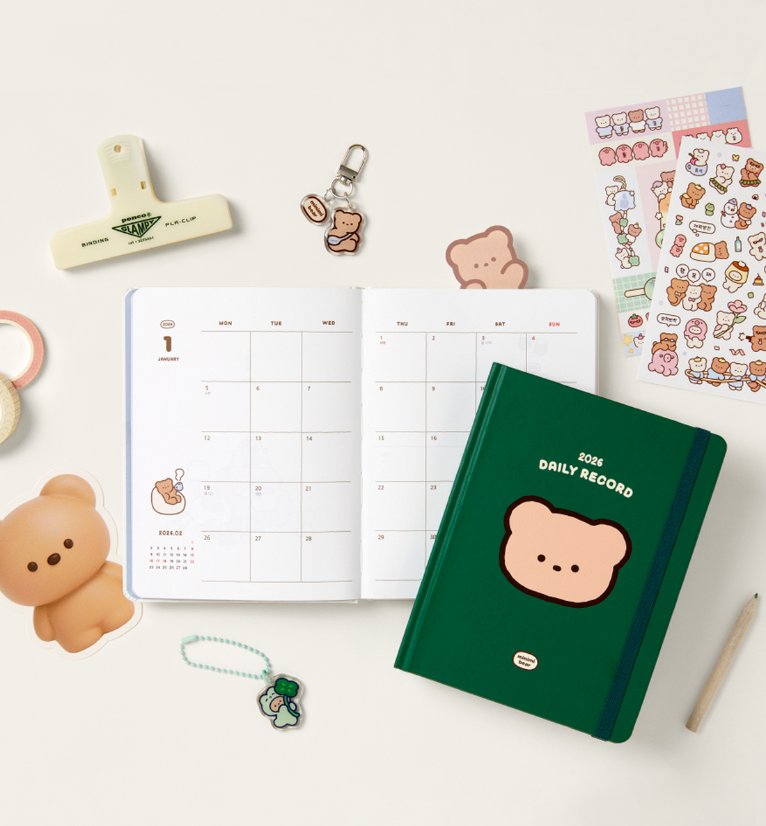 2026 Weekly Minimi Bear Planner [Deep Green]