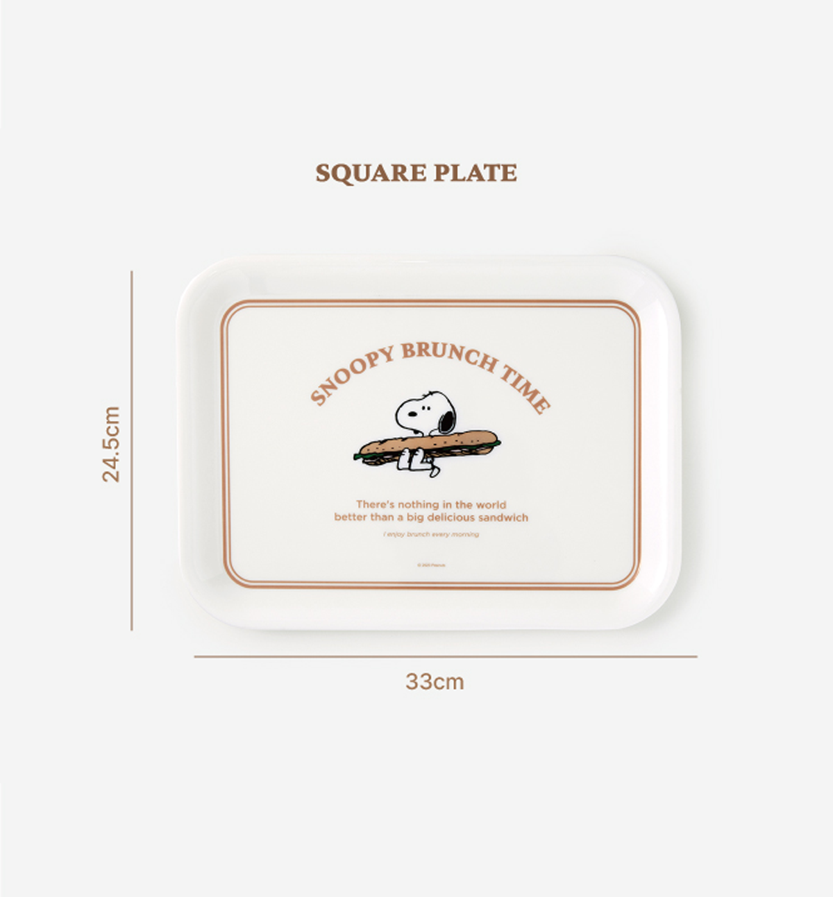 Peanuts Snoopy Tray Plate [Brown Line]