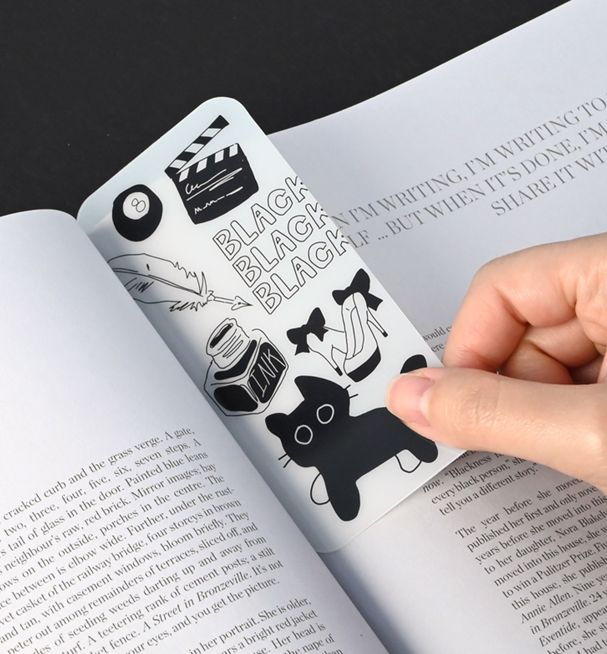 Little Doodle Acrylic Hard Bookmark [Black]