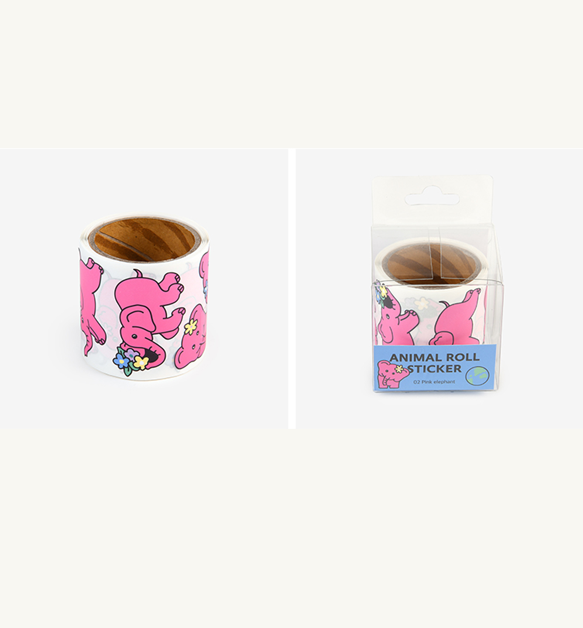 Animal Roll Sticker [Pink Elephant]