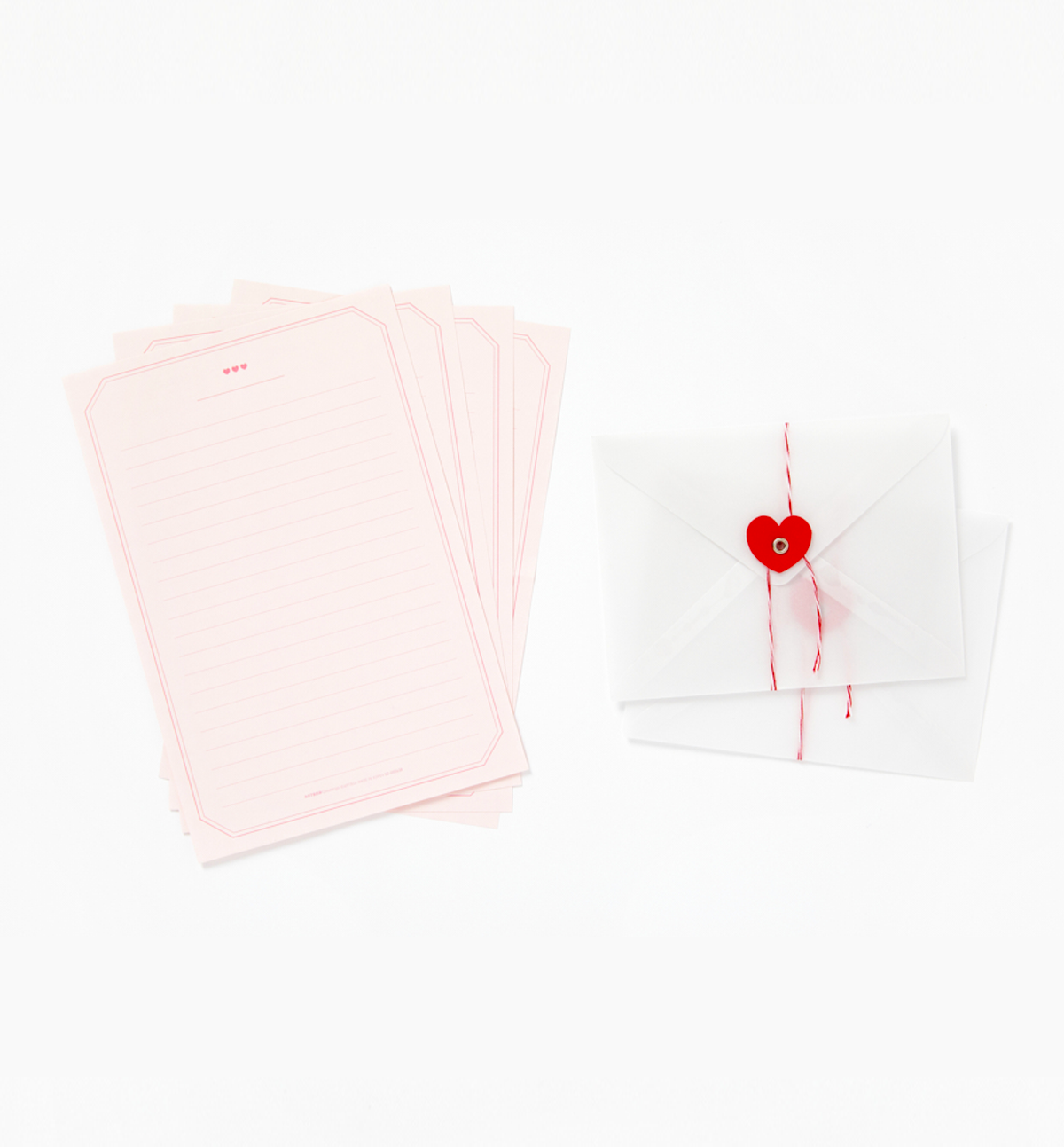 Heart Pink Check Letters & Envelopes