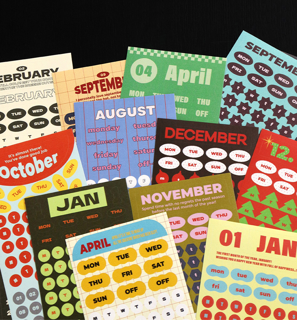 Month Week Day Sticker Pack [24 Sheets]