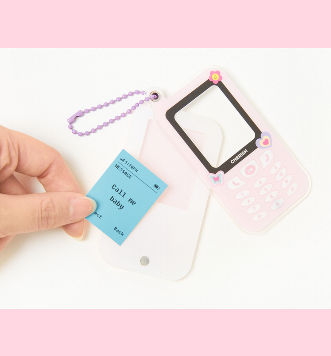 Retro Phone Photo Holder Keyring