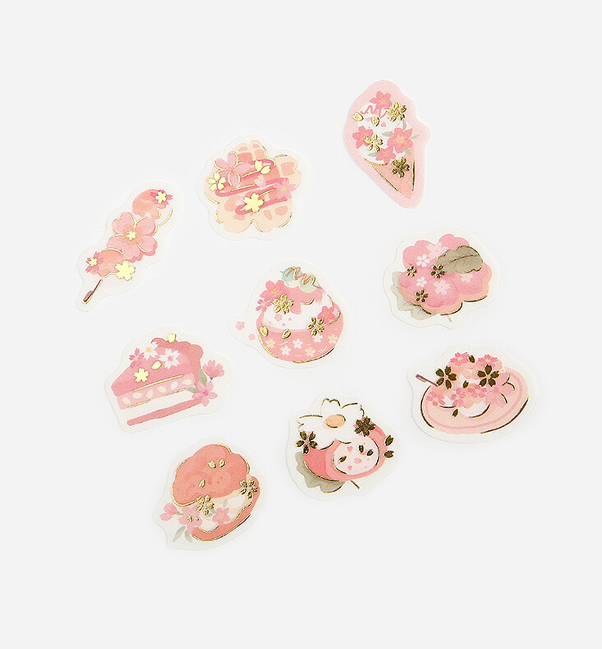 Cherry Blossom & Sweets Flake Seal Sticker [Gold Stamping]