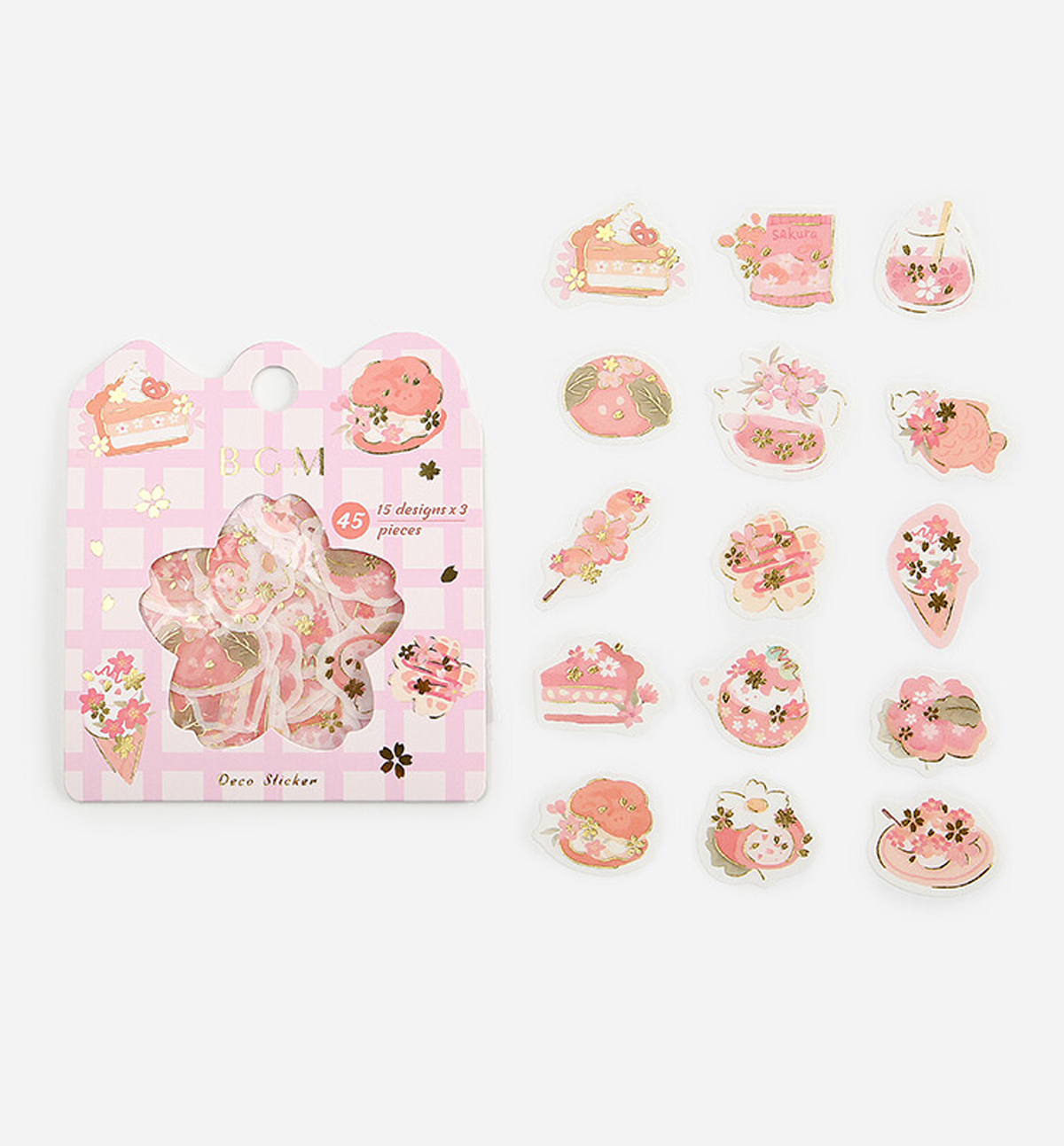 Cherry Blossom & Sweets Flake Seal Sticker [Gold Stamping]