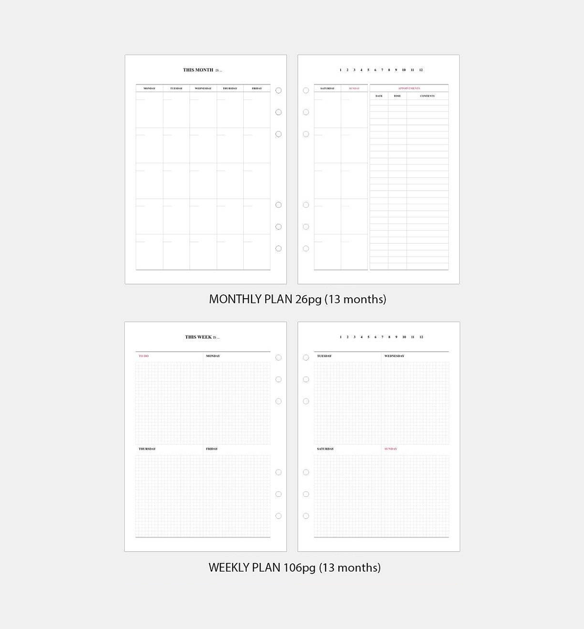 A5 Planner Refill [Full Set | Daily, Weekly & Monthly]