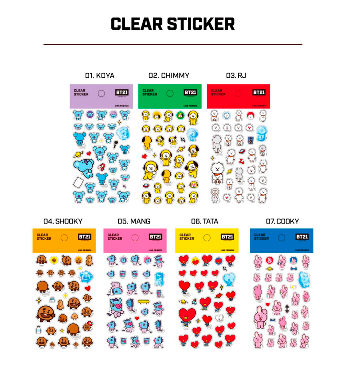 BT21 Clear Sticker