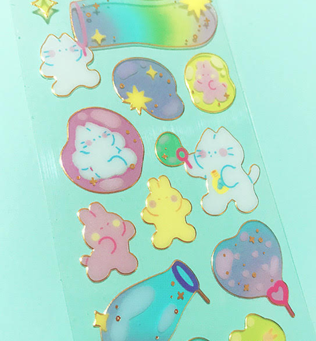 Kitty Soap Bubbles Seal Sticker