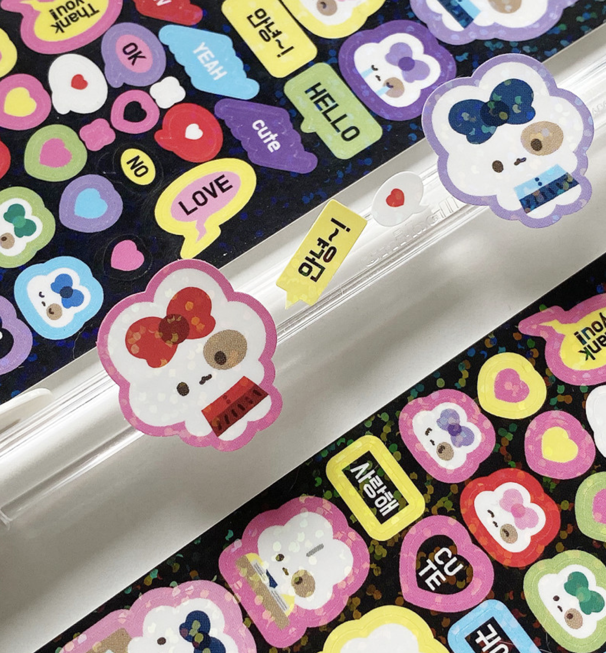 Theme Glitter Emoticon Seal Sticker