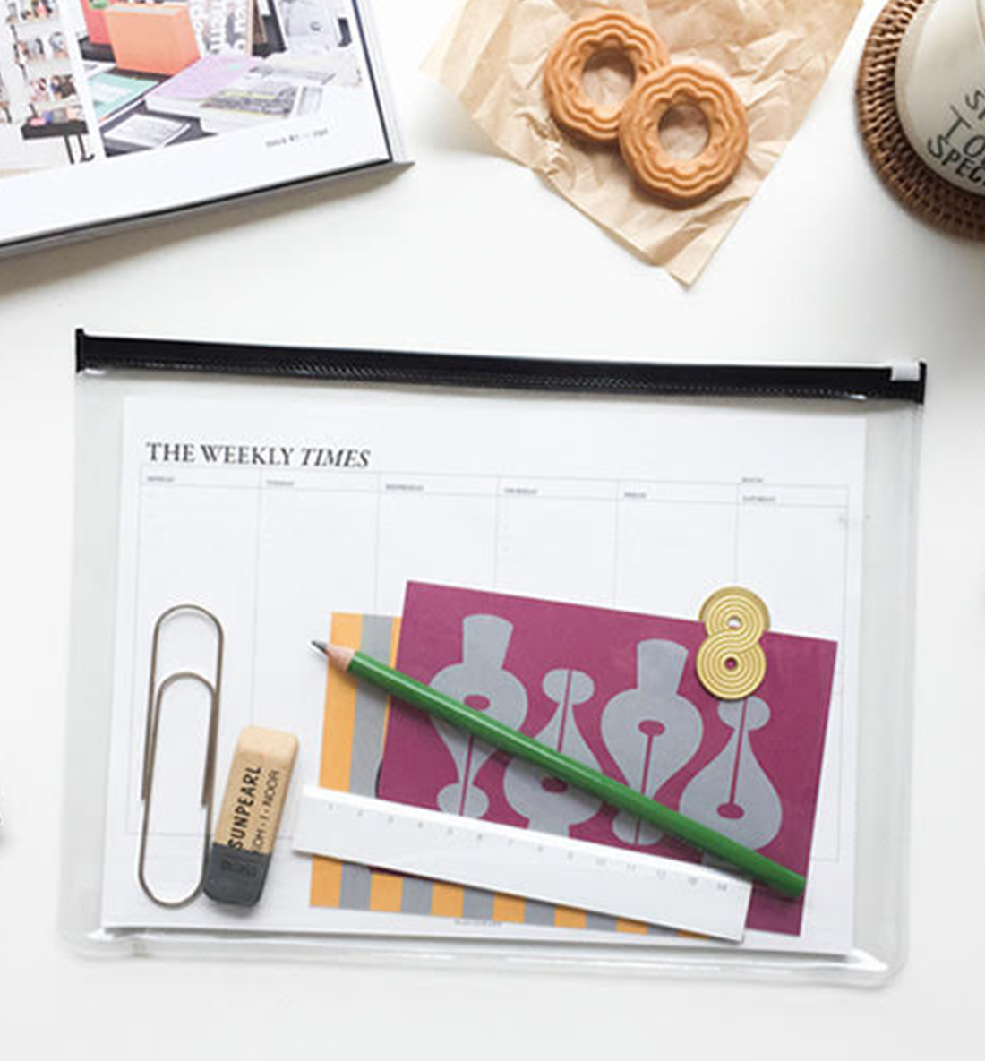 Desk Weekly Times Memopad + Zipper Pouch