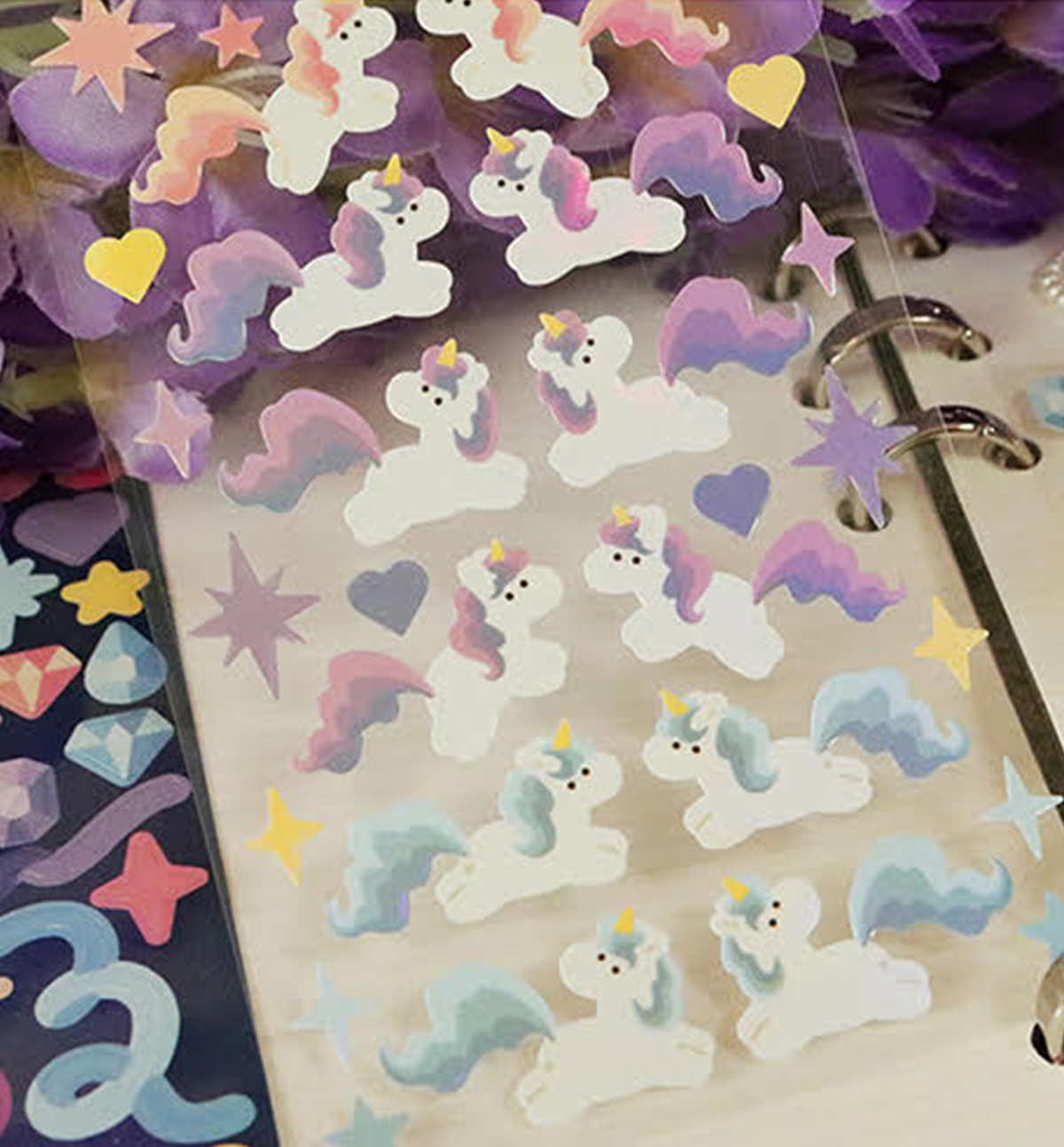 Lucky Unicorn & Jewel Confetti Seal Sticker