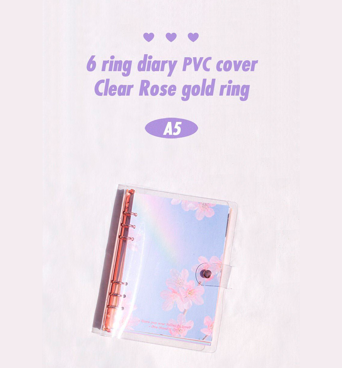 A5 Clear PVC Cover Rose Gold Ring