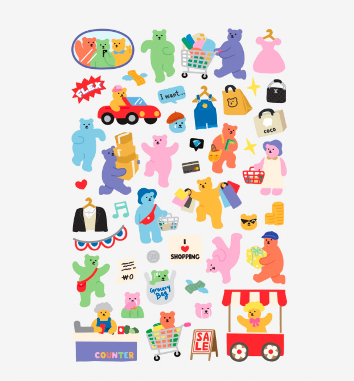 Jelly Bear Shopping Removal Sticker