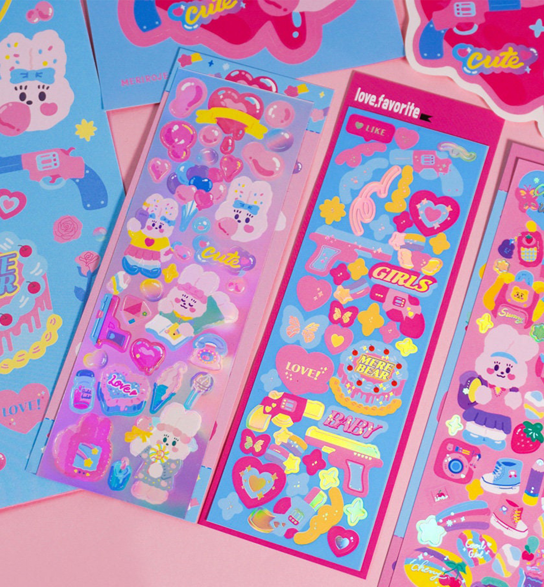 Pink & Blue Kitsch Pack [6 Stickers]