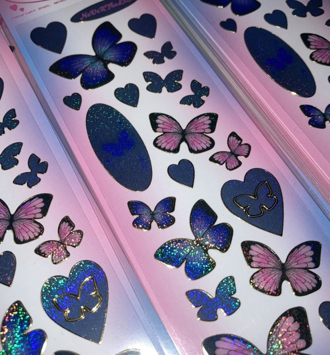 Pink Blue Butterfly Seal Sticker