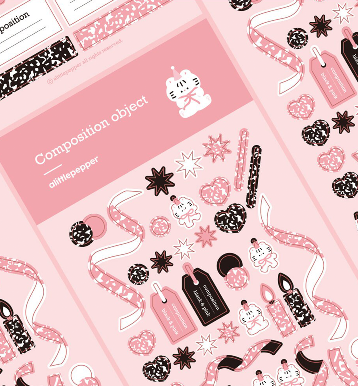 Composition Object Seal Sticker [Pink]