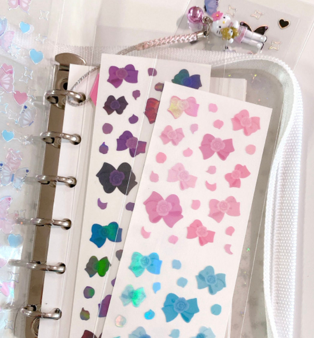 Rose Ribbon Seal Sticker [Pink Blue]