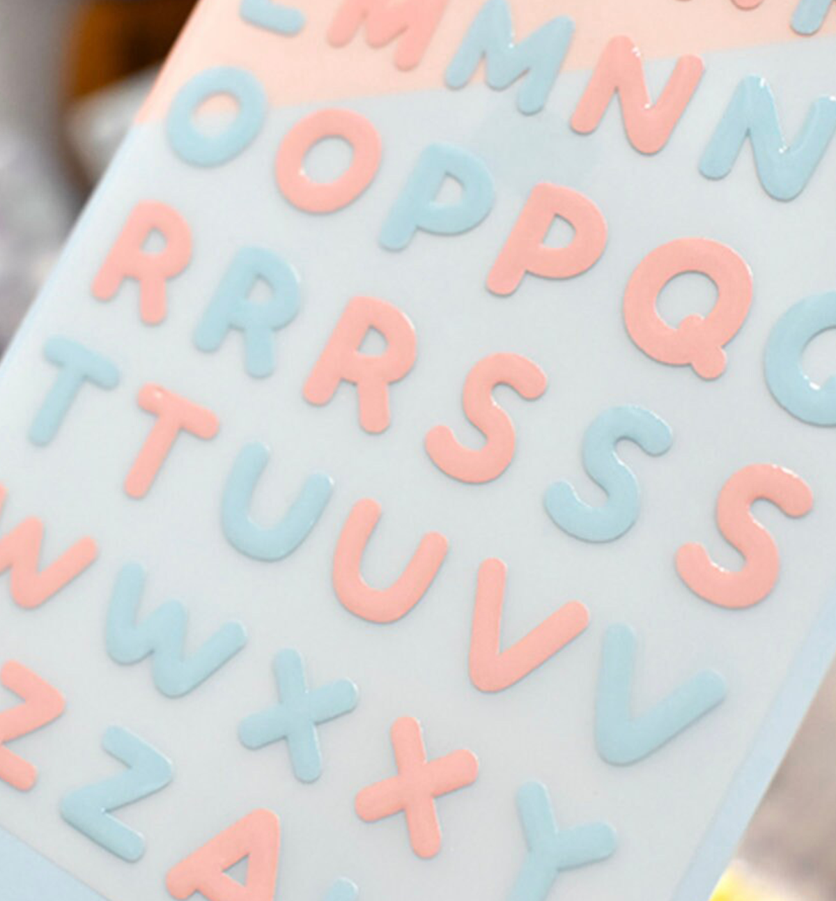 Pink & Light Blue Alphabet Seal Sticker