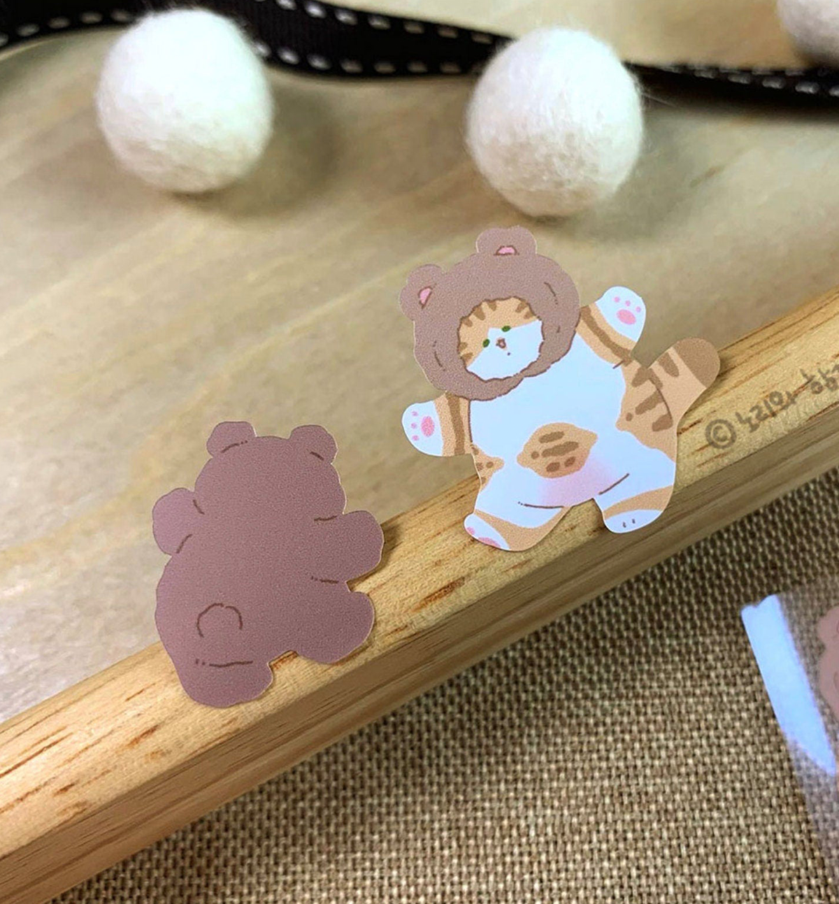 Kitty and Teddy Bear Seal Sticker