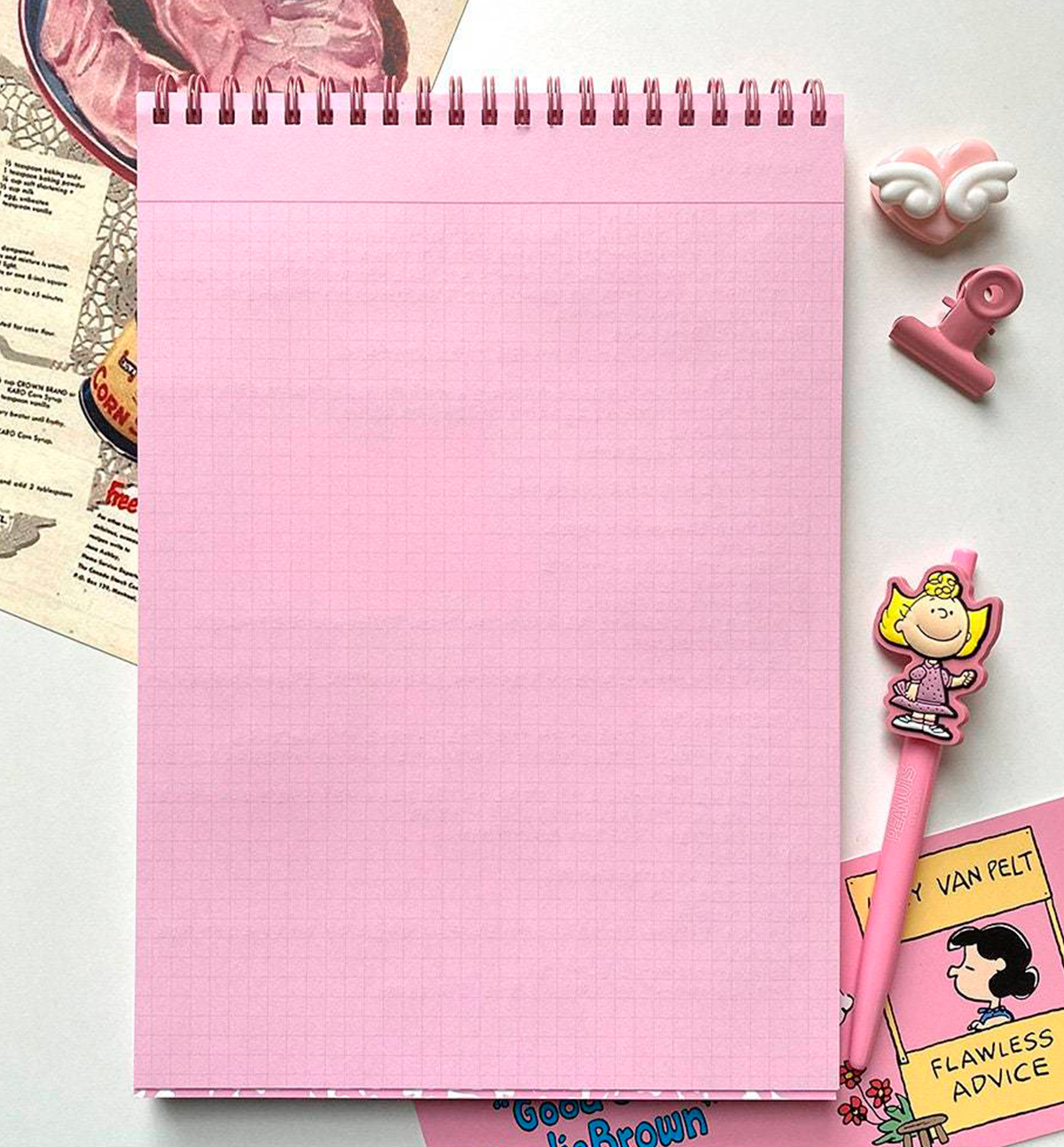 B5 Pink Grid Composition Note