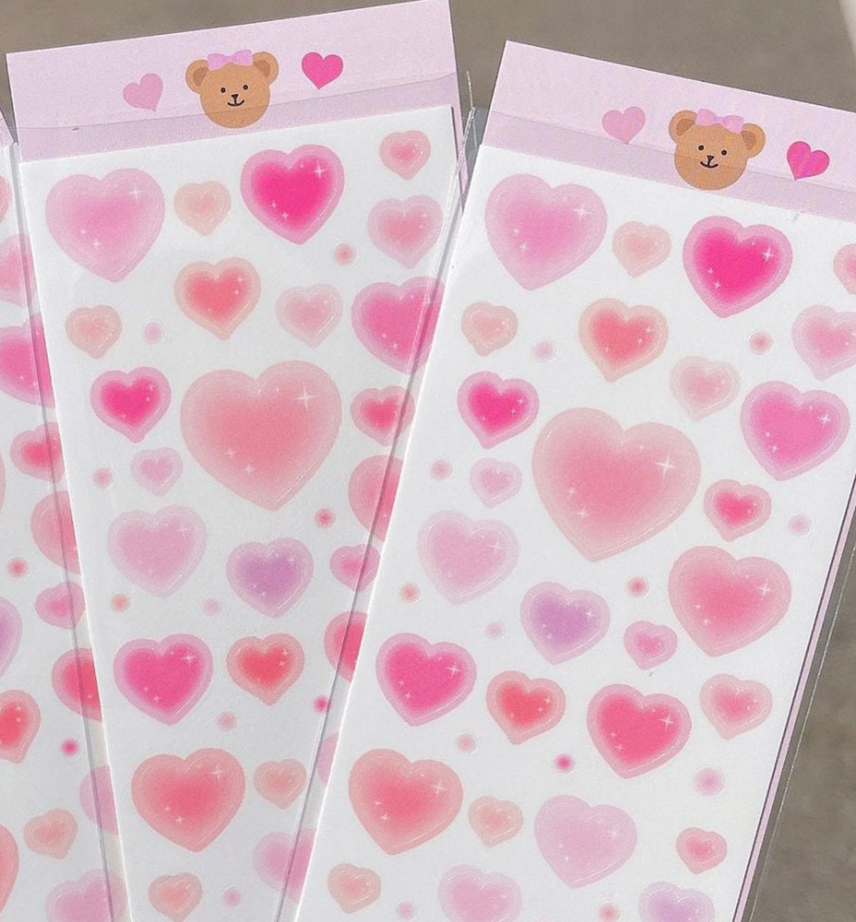 Pink Heart Pop Seal Sticker