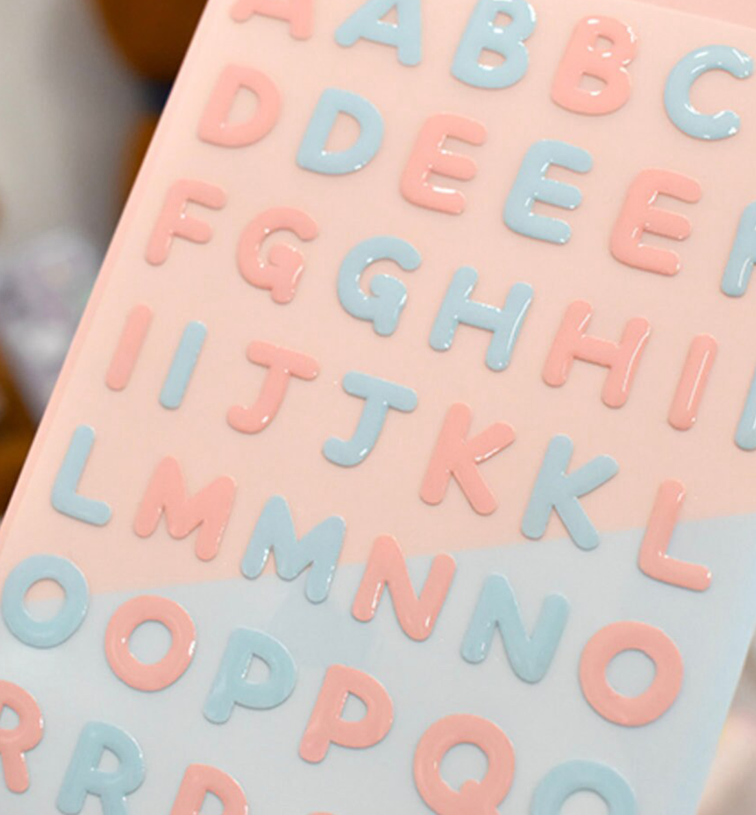 Pink & Light Blue Alphabet Seal Sticker