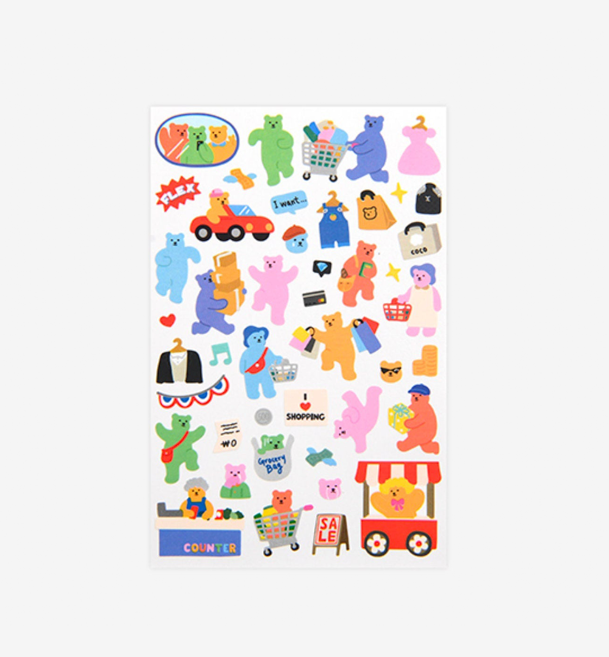 Jelly Bear Shopping Removal Sticker
