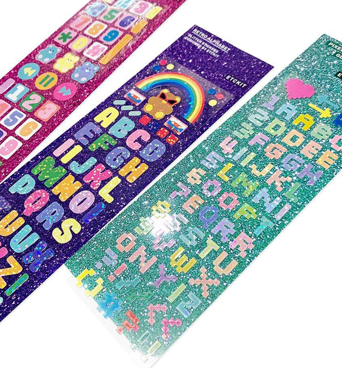 Glitter Retro Alphabet Numbers Seal Sticker
