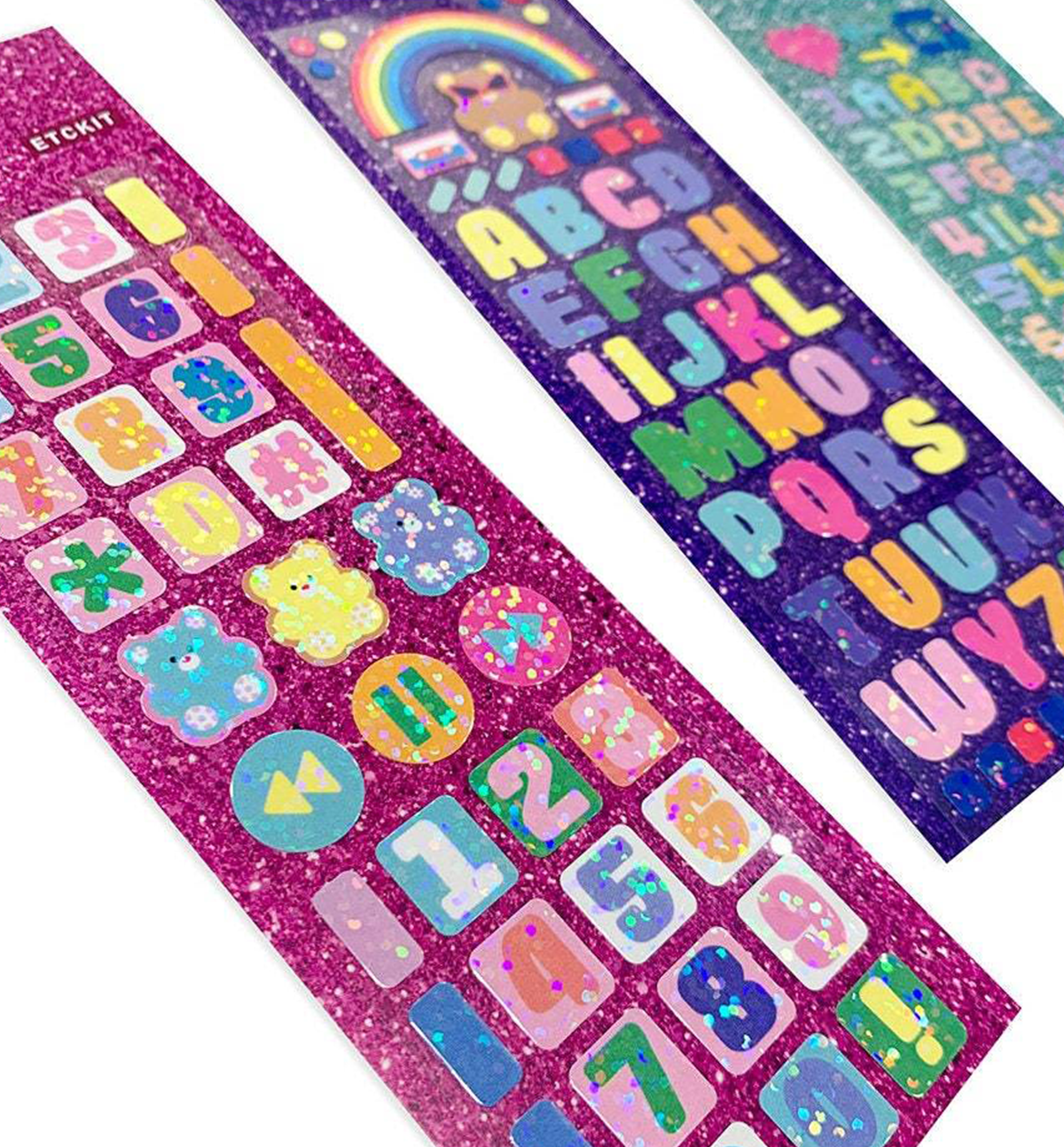 Glitter Retro Alphabet Numbers Seal Sticker