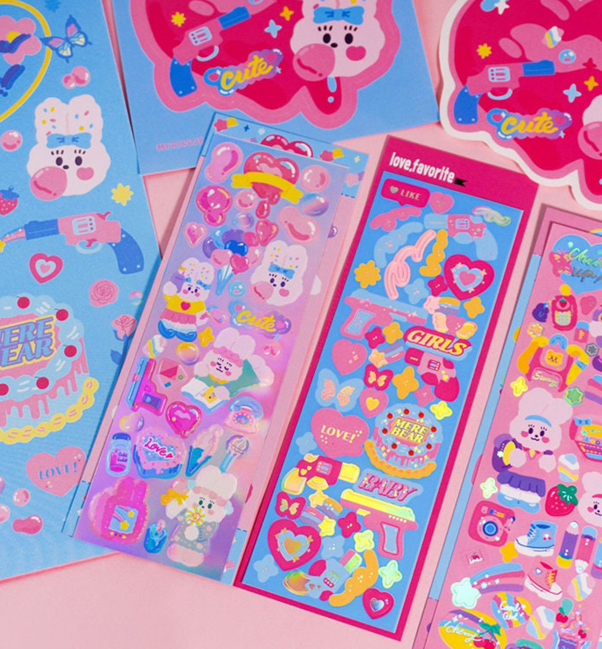 Pink & Blue Kitsch Pack [6 Stickers]