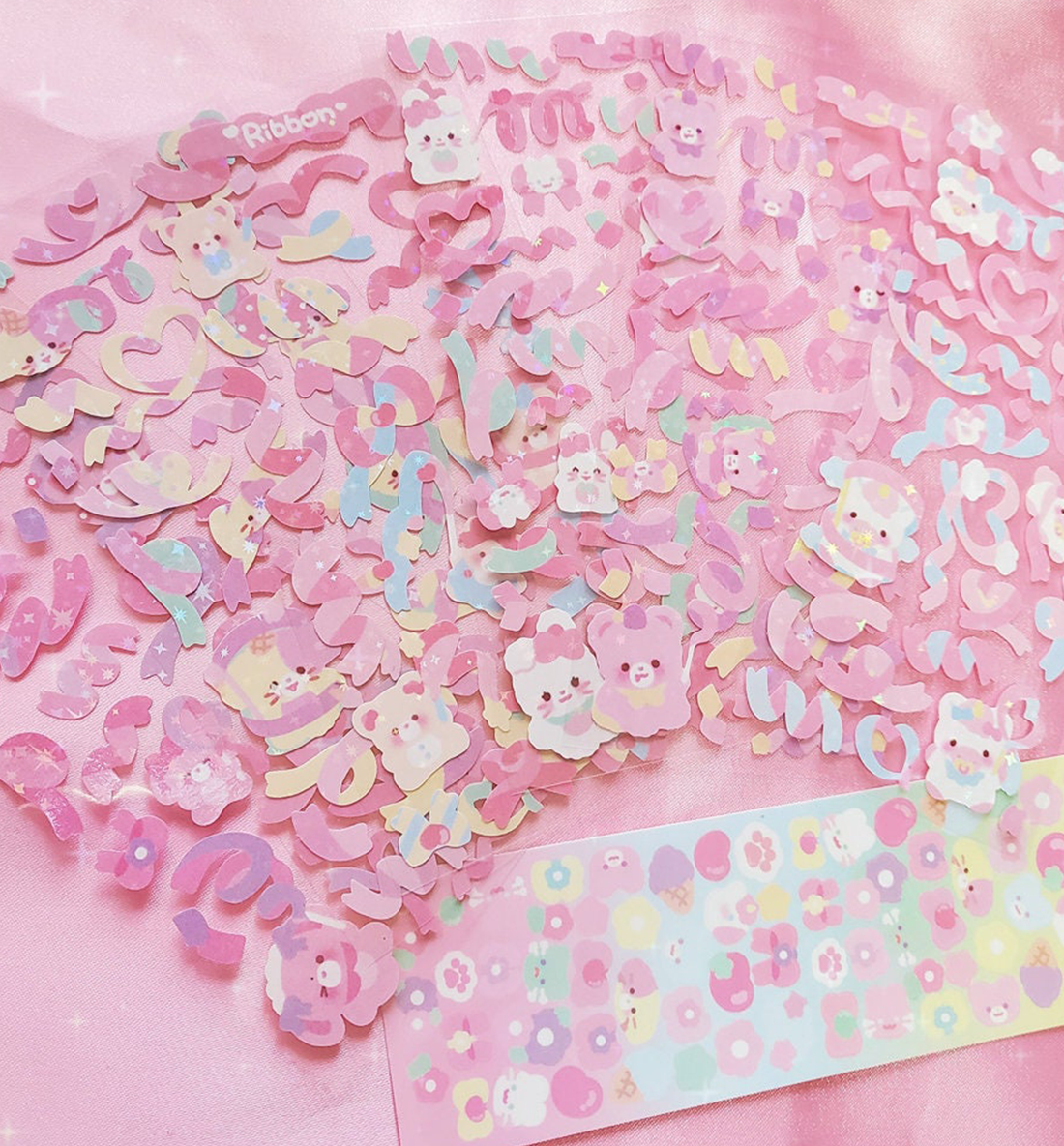 Ribbon Confetti Hologram Seal Sticker