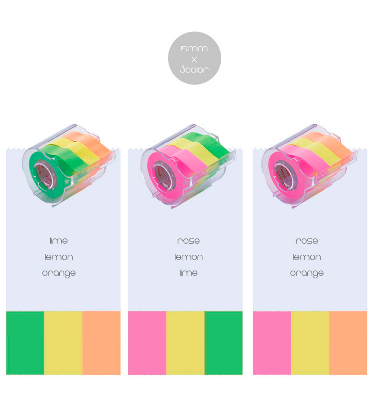 Memo Roll Tape [15mm x 3 colors]