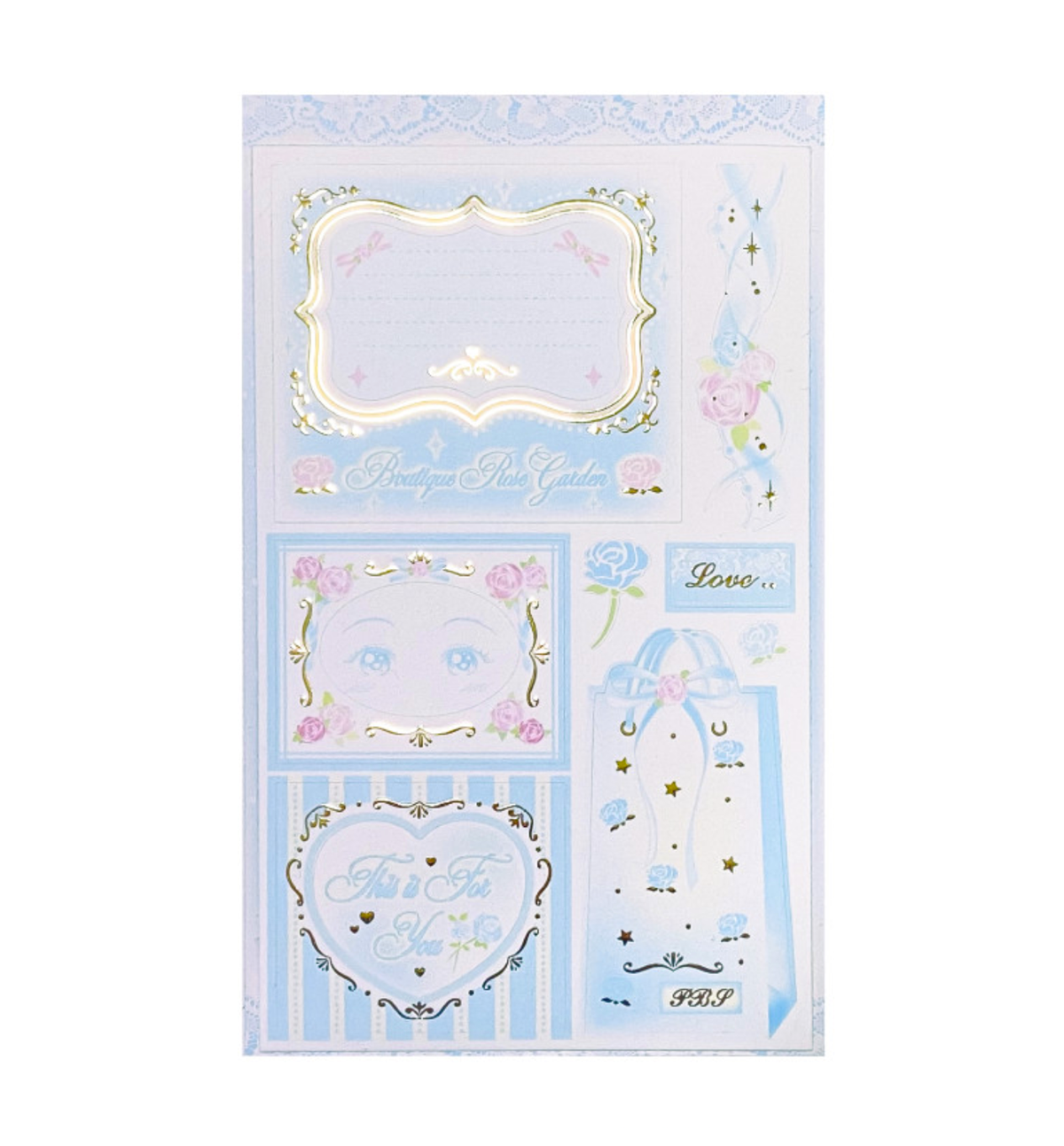 Boutique Rose Frame Seal Sticker [Blue]