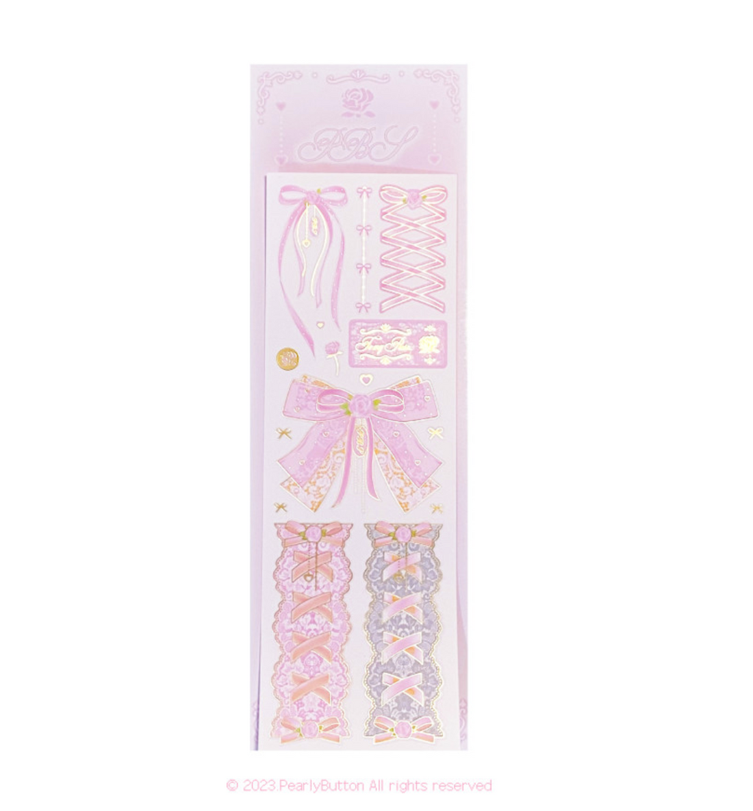 Lace Rose Ribbon Seal Sticker [Pink]