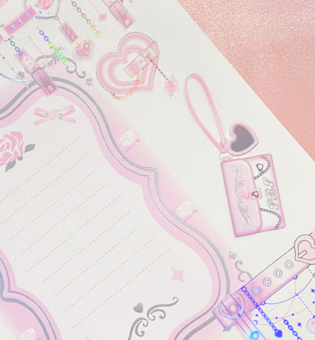 Silk Rose Belt Seal Sticker [Pink]