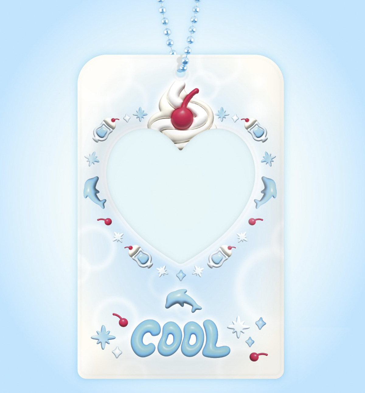 Cute & Cool Heart Charm Photocard Holder [Blue Soda]