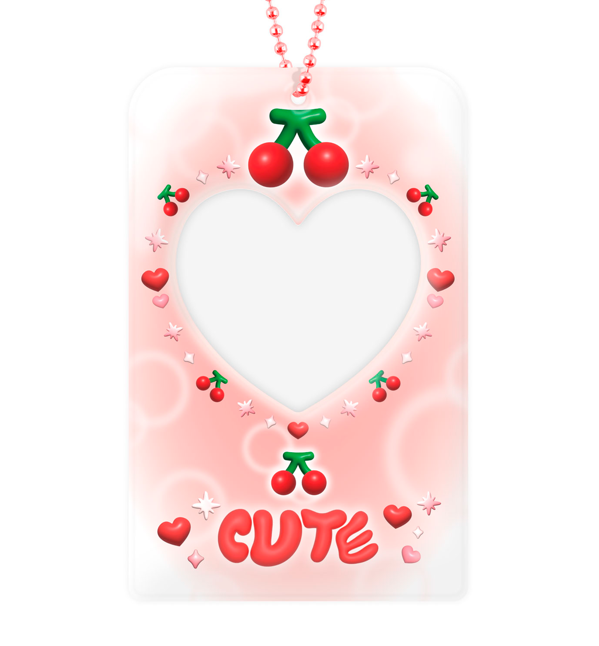 Cute & Cool Heart Charm Photocard Holder [Red Cherry]