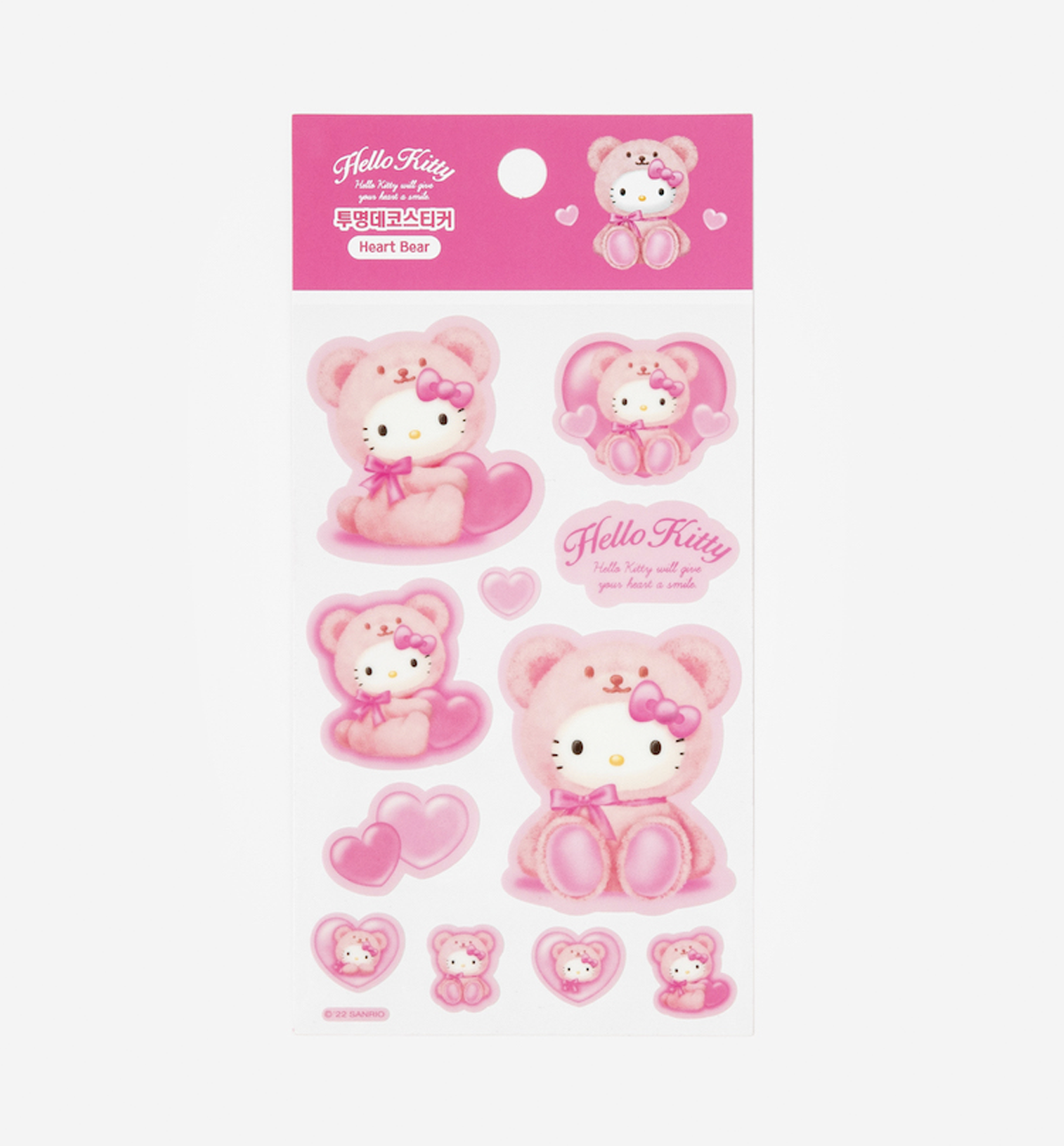 Hello Kitty Transparent Deco Sticker [Heart Bear Pink]