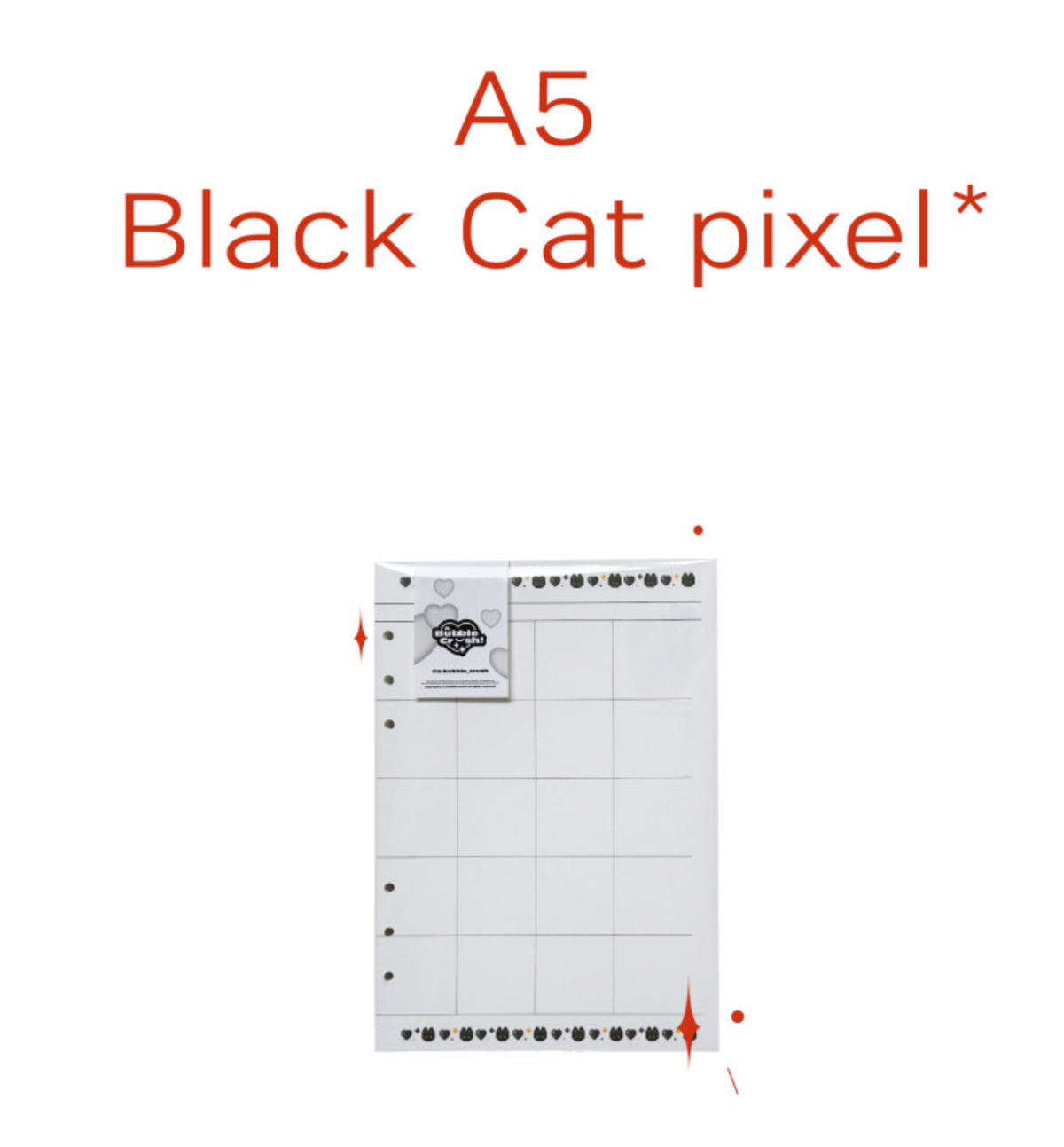 A5 Black Cat Pixel Paper Refill